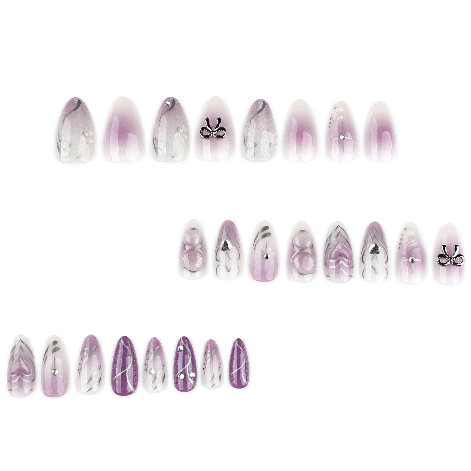 24pcs Punk Cool Long Pointed False Nails Black Thorns White Spikes Design Press on Nails European Spicy Girls Fake Nail Patches