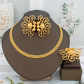 Luxury Handmade Big Earrings Ring Set  Plated Dubai Chain Wedding Jewelry Bridal Accessory Arab Turkis Earrings Women