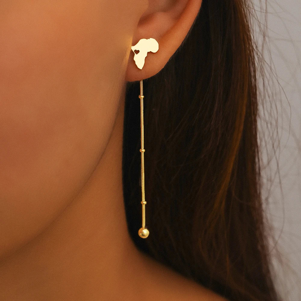 Stainless Steel Earrings Classic Simplicity Africa Map Style Fashion Stud Earrings For Women Jewelry Engagement Wedding Gifts