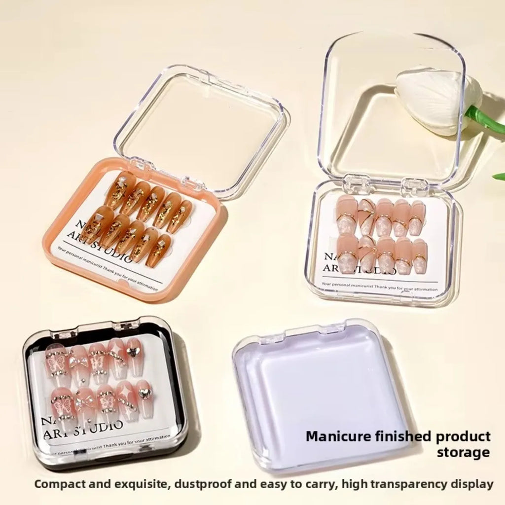 Acrylic Wearable Nail Storage Box, High Transparency Thickened Portable Display Case for Press On Nails – Polished Finish