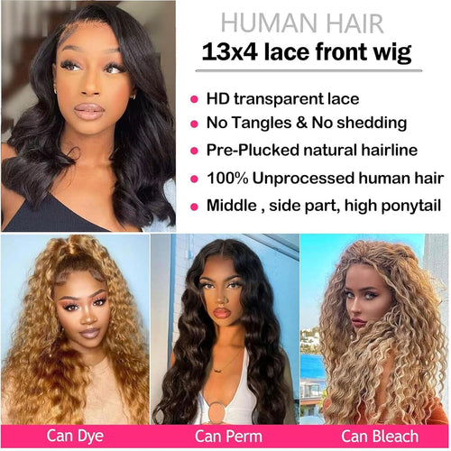 18 Inch Ombre Body Wave Human Hair Lace Front Wig - 13X4 HD Transparent 360° Full Lace, Glueless Pre Plucked Burgundy Balayage on Black (TT1B/BUG) Daily Wig for Women