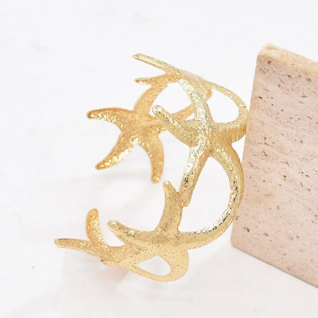New Fashion Golden Alloy 2 Starfish Arm Bracelet for Women  Summer Beach \Dance Party Cuff Bracelets Jewlery Accessories Gifts