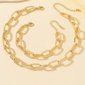 2 PCS Set Gold Color Link Chain Necklace Bracelet Set Punk Bracelet Big Link Chain Dubai Africa Party Jewelry Set Gift FOr Women