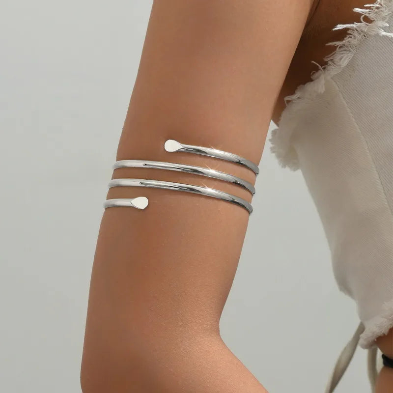 Minimalist Arm Cuff for Women, Flat End Open Bracelet, Elegant Statement Jewelry for Upper Arm