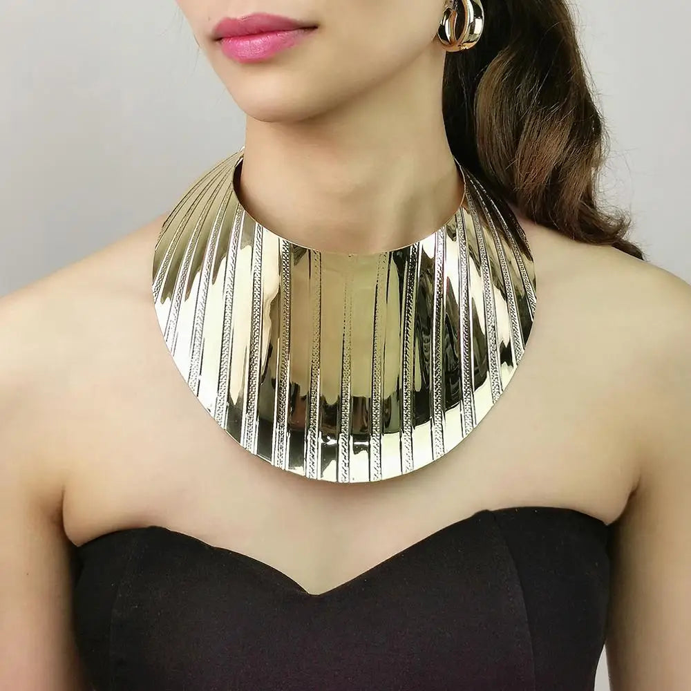 MANILAI African Statement Necklaces Big Alloy Torques For Women Large Collar Choker Necklace Boho Design Steampunk Jewelry